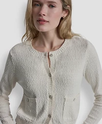 Dkny Jeans Women's Crewneck Front-Enamel Button Cardigan