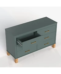 Streamdale Furniture 6-Drawer Double Dresser with Metal Handles & Solid Wood Legs