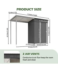 Streamdale Furniture Durable 5x3FT Galvanized Steel Shed & Gazebo Combo