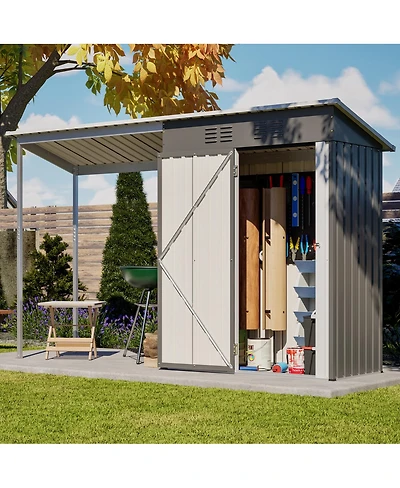 Streamdale Furniture Durable 5x3FT Galvanized Steel Shed & Gazebo Combo