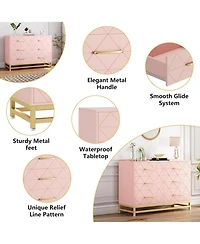 6 Dresser Bedroom with Large Capacity, Chest of Drawers Wooden Dresser with Metal Handle, Pink Dresser for Bedroom,Living Room,Hallway and Entryway