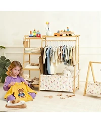 Yigii Children's 5-Tier Storage Rack with Hanging & Concealed Toy Bag