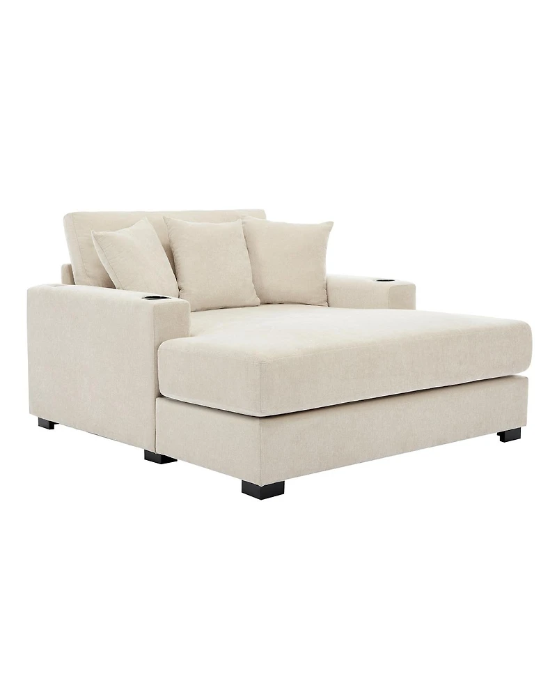 Streamdale Furniture Oversized Chenille Chaise Lounger with Built-in Charge Station