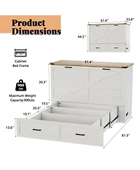Streamdale Furniture Murphy Bed with Charging Station & Storage Drawer