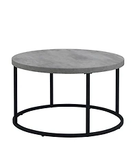 Streamdale Furniture 31.5" Round Coffee Table, Modern Industrial Concrete Center Table