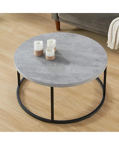 Streamdale Furniture 31.5" Round Coffee Table, Modern Industrial Concrete Center Table