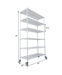 Rainsken 6-Tier Metal Wire Shelving Unit, Heavy Duty Adjustable Storage Rack with Wheels, Shelf Liners, 6000lbs Capacity for Commercial Grade