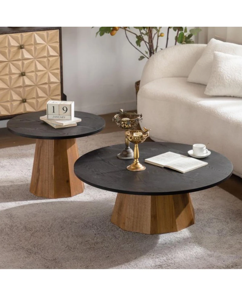 Streamdale Furniture Round Coffee Table - Sturdy Wooden Tea Table for Living Room