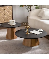 Streamdale Furniture Round Coffee Table - Sturdy Wooden Tea Table for Living Room