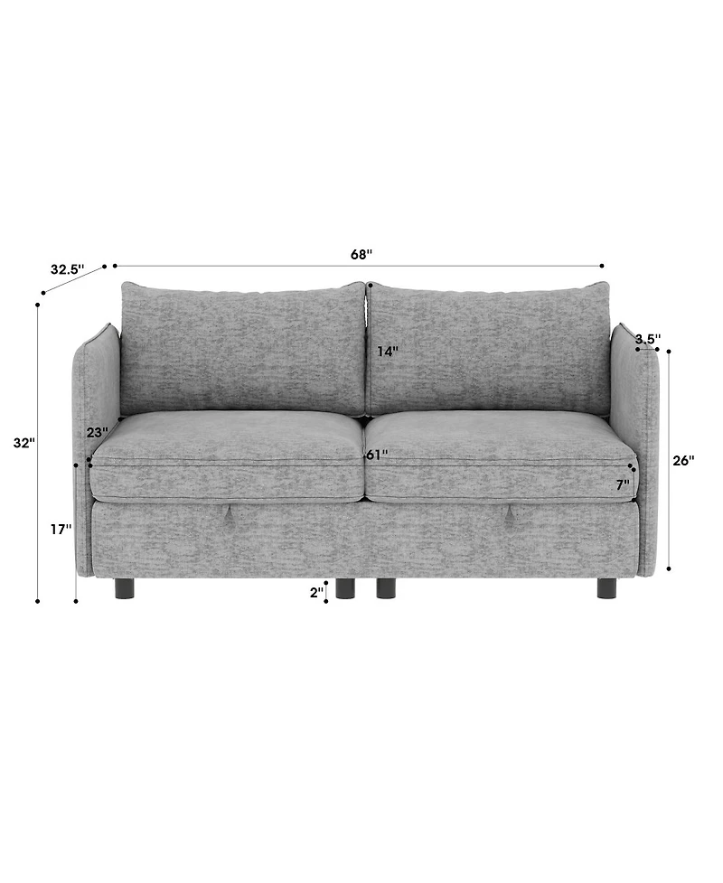 Streamdale Furniture Mid Century Modern Loveseat Sofa Couch with Storage