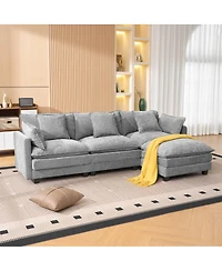 Streamdale Furniture 3-Seat Sectional Sofa with Storage Ottoman for Living Room