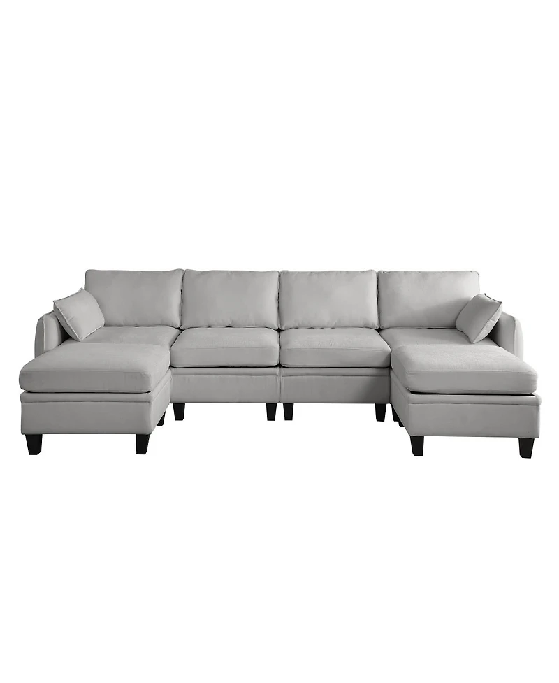 Streamdale Furniture 109" Contemporary L-Shaped Chenille Sectional Sofa with Storage Ottoman