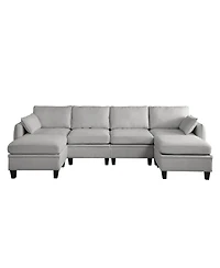 Streamdale Furniture 109" Contemporary L-Shaped Chenille Sectional Sofa with Storage Ottoman