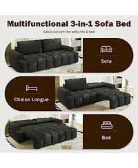 Streamdale Furniture Comfy 90.2" 4-Seater Teddy Fabric Couch with Storage, King Size Sleeper Sofa