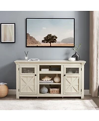 Streamdale Furniture Farmhouse Barn Door Tv Stand Media Console
