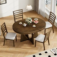 Streamdale Furniture 5-Piece Extendable Dining Set with 16" Leaf and Geometric Design