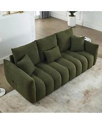 Streamdale Furniture Teddy Fabric Sofa with 3 Pillows & Cushions, Solid Wood Frame