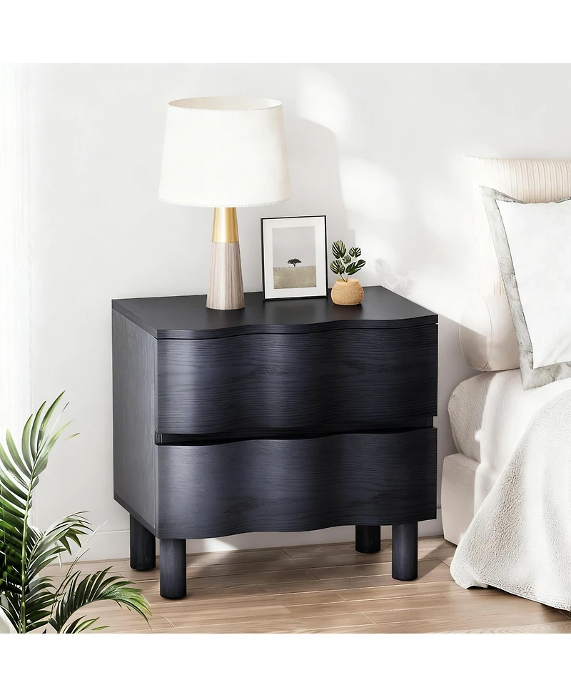 Yigii Wave Design Modern Nightstand