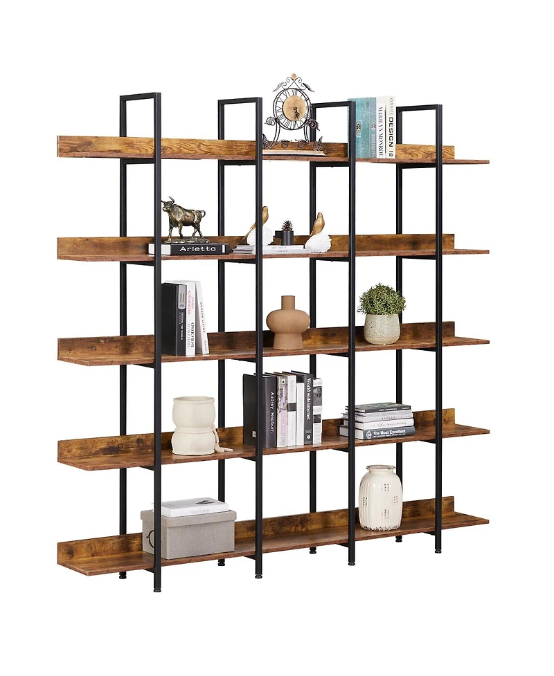 Streamdale Furniture 5 Tier Vintage Industrial Bookcase with Metal Frame & Mdf Board