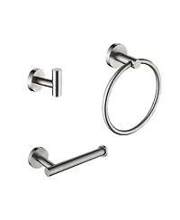Rainsken 3 - Piece Bathroom Hardware Set, Toilet Paper Holder, Clothes Hook and Towel Rack Ring