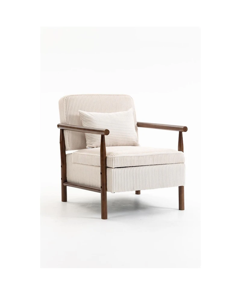 Streamdale Furniture Storage Chair, Wood Frame Mid Century Modern Accent Chair