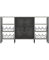 gaomon Farmhouse Wine Bar Cabinet with Wine Rack, Glass Holder, Led Light, Metal Sideboard and Liquor Storage Cabinet
