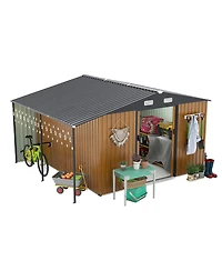 Streamdale Furniture Dual-Zone Garden Shed with Sliding Doors and Ramp