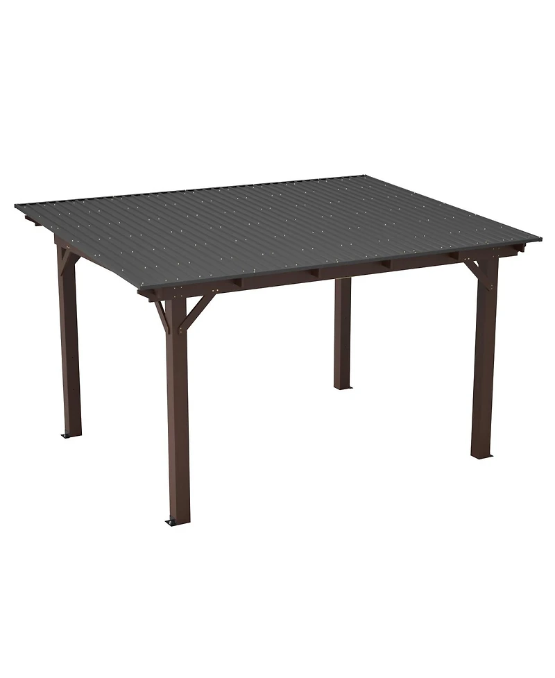 Streamdale Furniture 13x10ft Wooden Garden Gazebo with Metal Roof Outdoor Patio Shade Structure