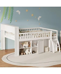 Streamdale Furniture Loft Bed with Storage, Headboard with Led Light.