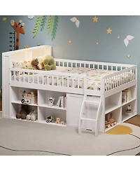 Streamdale Furniture Loft Bed with Storage, Headboard with Led Light.