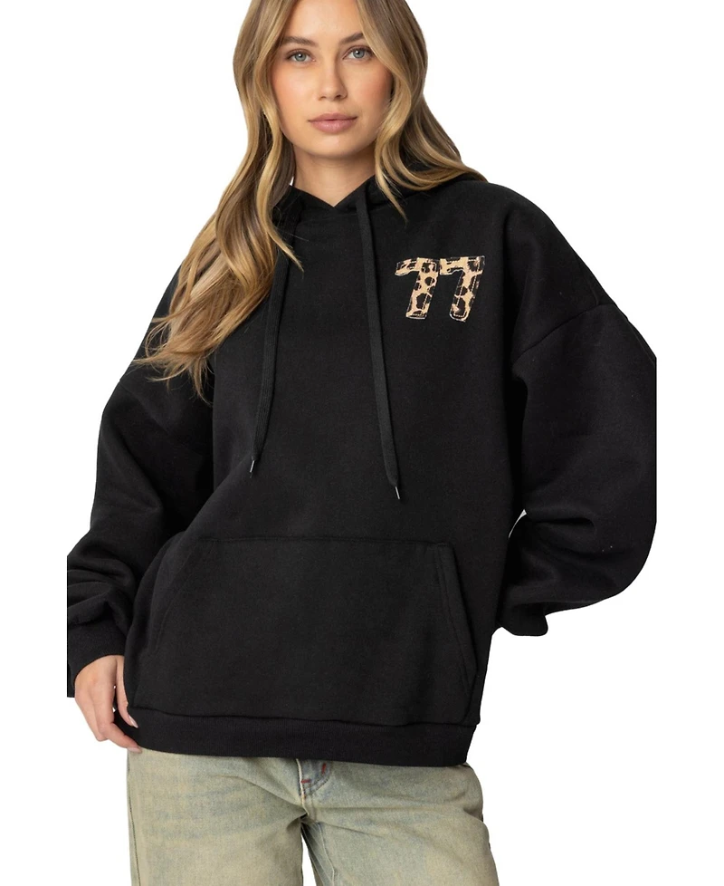 Edikted Women's Leopard 77 Oversized Hoodie