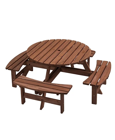 Streamdale Furniture 8 Person Wooden Picnic Table w/ 4 Benches, 2220lb Capacity
