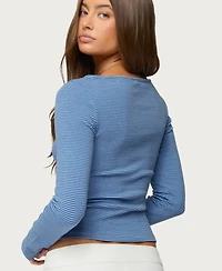 Edikted Women's Loria Striped Boat Neck Top