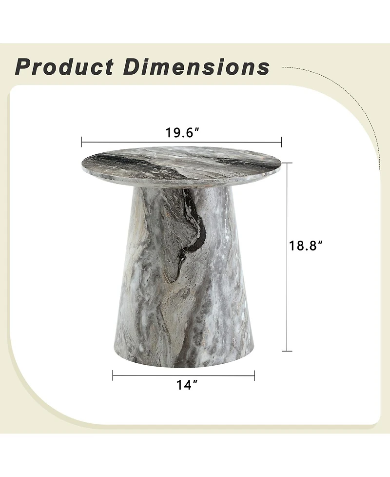 Streamdale Furniture textured Mdf circular coffee table, 19.6" D x 18.8"