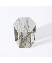 Streamdale Furniture White Marble Hexagon Side Table - 15.7" Modern Stone End Table