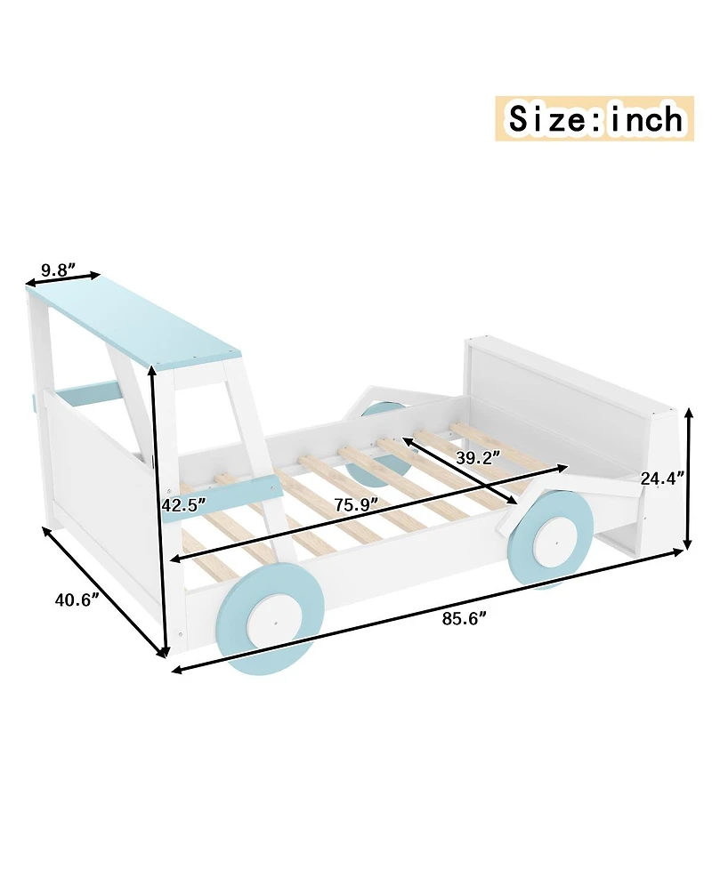Streamdale Furniture Twin Size Car Bed with Storage Shelves, Cute Car-Shape