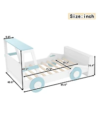 Streamdale Furniture Twin Size Car Bed with Storage Shelves, Cute Car-Shape