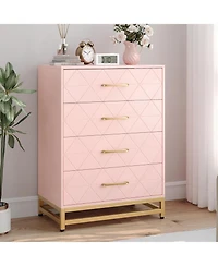gaomon Dresser for Bedroom with 4 Drawer Dresser, Chest of Drawer with Metal Handle, Sturdy Frame Modern Bedroom Furniture, Wood Dressers with Drawers