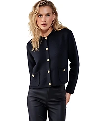 Modenaire Women's Textured Knit Cardigan with Button Front and Patch Pockets