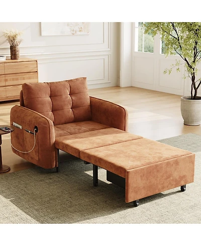 Streamdale Furniture 3-in-1 Sleeper Chair Bed, 80" Extra Long Pull Out Sofa with Usb Charging & Storage