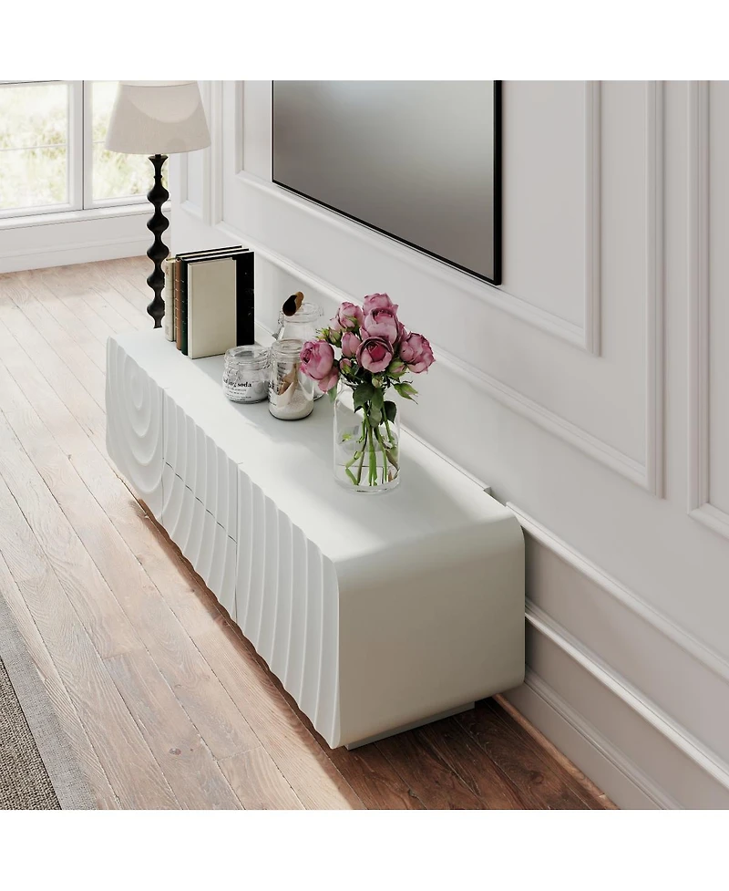 Streamdale Furniture 58" Tv Console with Spiral Wave Design, Storage Cabinet & 2 Drawers