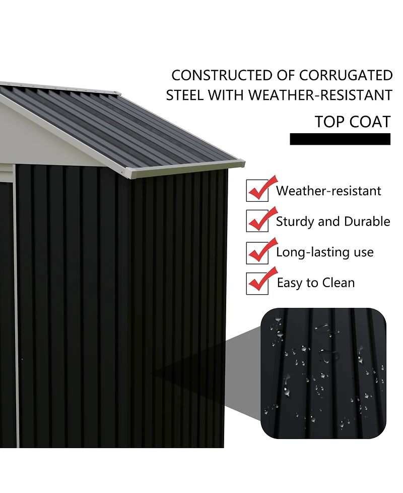 Streamdale Furniture 6x4 Ft Outdoor Storage Shed with Rack and Shelves for Backyard Use