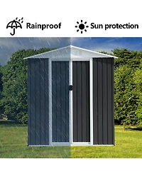 Streamdale Furniture Waterproof Outdoor Bike Storage Shed 6x9FT Grey Apex Roof Aluminum Frame