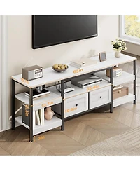 gaomon Modern-Industrial Tv Stand with 2 Fabric Drawers, Entertainment Center for TVs