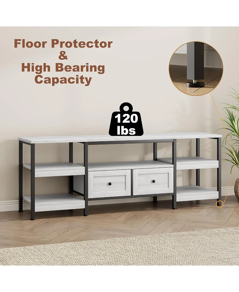 gaomon Modern-Industrial Tv Stand with 2 Fabric Drawers, Entertainment Center for TVs