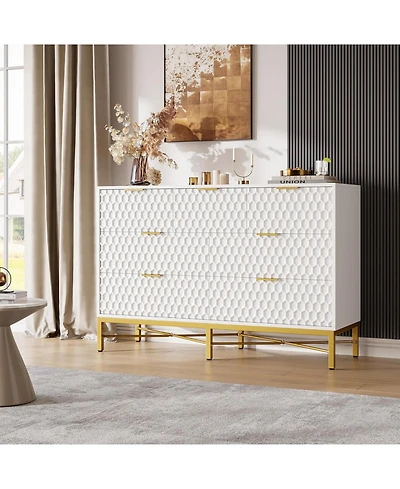 gaomon Modern 7 Drawer Dresser for Bedroom, Chest of Drawers for Closet with Deep Drawers and Wide Top, Long Wooden Dresser for Living Room