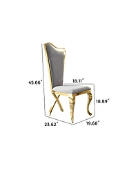 Streamdale Furniture Gorgeous Streamlined white Pu stainless steel dining chair, set of 2