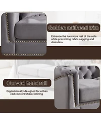 Streamdale Furniture 62" Velvet Chesterfield Sofa, Classic Modern Two Seater