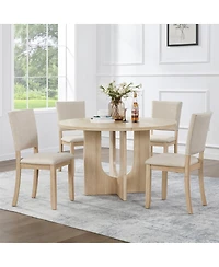 Streamdale Furniture 47.3" Round Dining Set with 4 Upholstered Chairs -