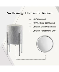 LuxenHome Set of 2 Leaf Embossed Metal Cachepot Planters Stand